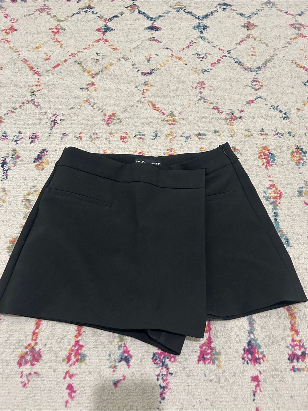 Zara Black Women's Skort with Front Wrap Panel